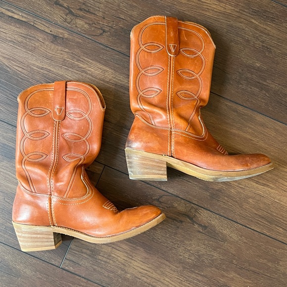 Landis Other - Landis Cognac Brown Country Western Leather Cowboy Boots Mens Sz 10